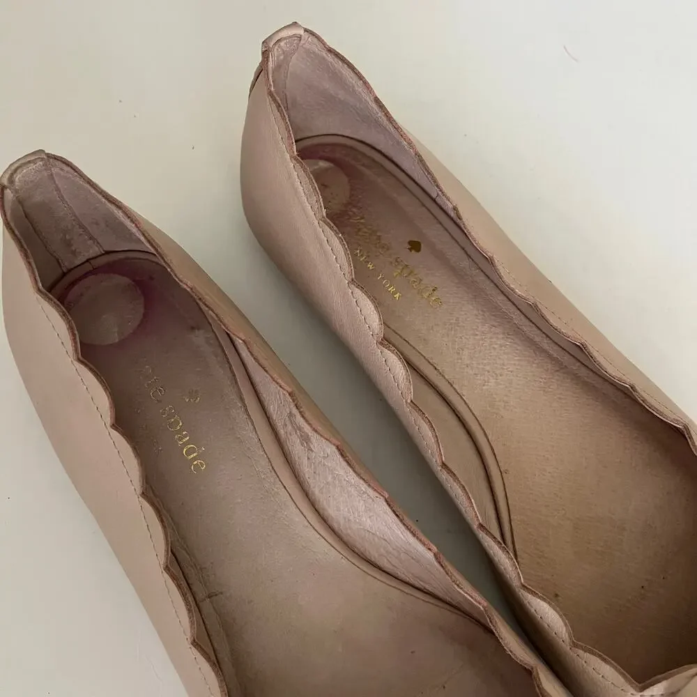 Kate Spade ‘Elent' Women's 8.5M Flex Scalloped Pink Pointed Toe Ballet Flat